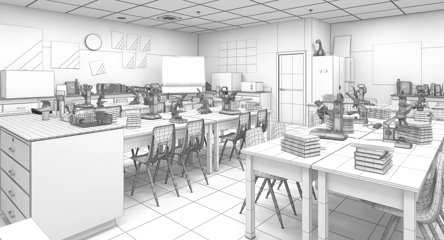 Detail School Science Laboratory Interior Architecture 3D Model_014